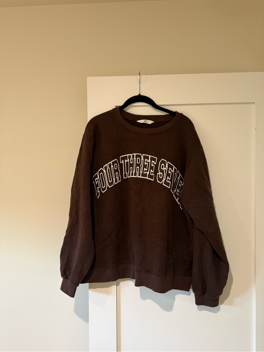 Brown 'Four Three Seven' Graphic Crewneck Sweater - 437 - Picture 2 of 4